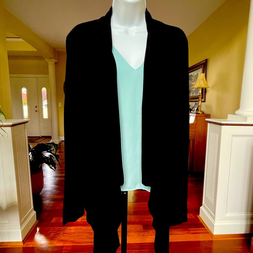 Black open knit cardigan -S